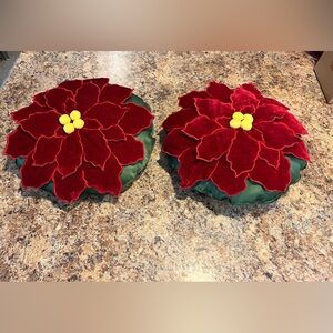 Festive Red Poinsettia Cushions